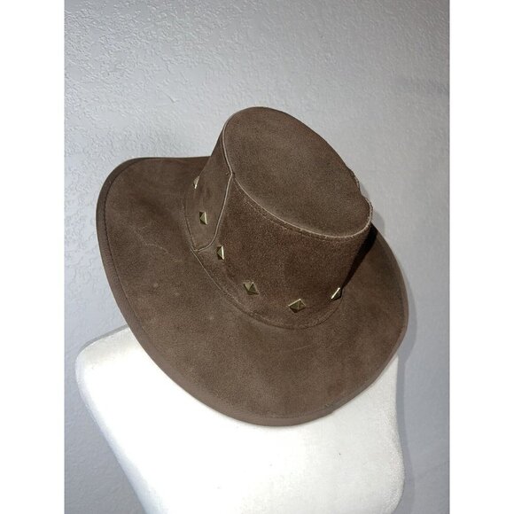 Vintage SKULLY'S Western Cowboy Hat Brown Suede Leather Union Made Tag Medium